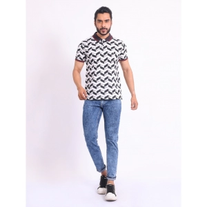 Generic Men's Casual Cotton Printed Polo Neck Half Sleeve T-Shirt (White)