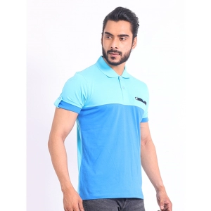 Generic Men's Casual Cotton Printed Polo Neck Half Sleeve T-Shirt (Skyblue)