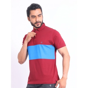 Generic Men's Casual Cotton Printed Polo Neck Half Sleeve T-Shirt (Maroon)