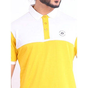 Generic Men's Casual Cotton Printed Polo Neck Half Sleeve T-Shirt (Yellow)