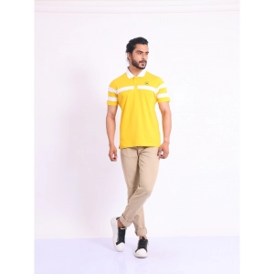 Generic Men's Casual Cotton Printed Polo Neck Half Sleeve T-Shirt (Yellow)