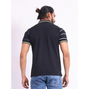 Generic Men's Casual Cotton Printed Polo Neck Half Sleeve T-Shirt (Black)