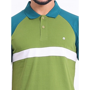 Generic Men's Casual Cotton Printed Polo Neck Half Sleeve T-Shirt (Green)
