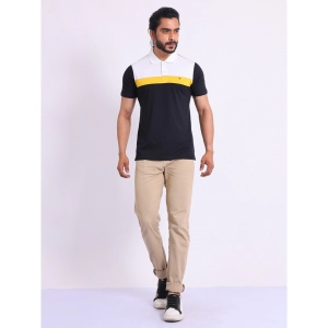 Generic Men's Casual Cotton Printed Polo Neck Half Sleeve T-Shirt (Black)