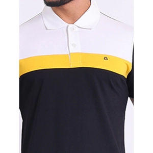 Generic Men's Casual Cotton Printed Polo Neck Half Sleeve T-Shirt (Black)
