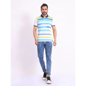 Generic Men's Casual Cotton Printed Polo Neck Half Sleeve T-Shirt (White)