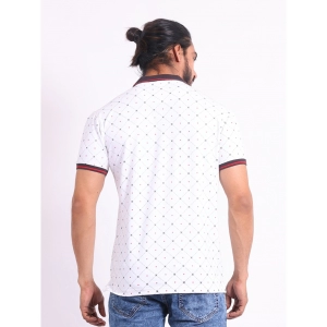 Generic Men's Casual Cotton Printed Polo Neck Half Sleeve T-Shirt (White)