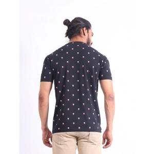 Generic Men's Casual Cotton Printed Round Neck Half Sleeve T-Shirt (Black)
