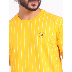 Generic Men's Casual Cotton Printed Round Neck Half Sleeve T-Shirt (Mustard)