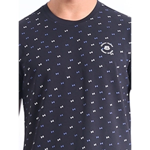 Generic Men's Casual Cotton Printed Round Neck Half Sleeve T-Shirt (Black)