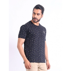 Generic Men's Casual Cotton Printed Round Neck Half Sleeve T-Shirt (Black)