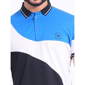 Generic Men's Casual Cotton Printed Polo Neck Half Sleeve T-Shirt (Blue)