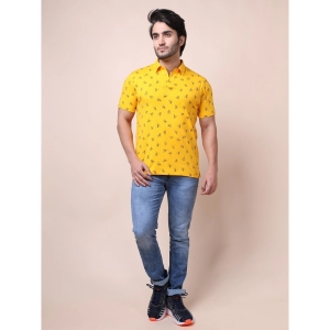 Generic Men's Casual Cotton Printed Polo Neck Half Sleeve T-Shirt (Turmeric)