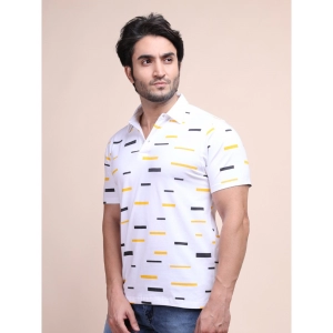 Generic Men's Casual Cotton Printed Polo Neck Half Sleeve T-Shirt (White)