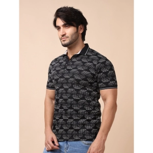 Generic Men's Casual Cotton Printed Polo Neck Half Sleeve T-Shirt (Black)