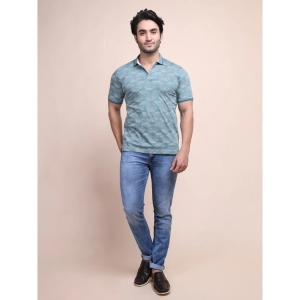 Generic Men's Casual Cotton Printed Polo Neck Half Sleeve T-Shirt (Grey)