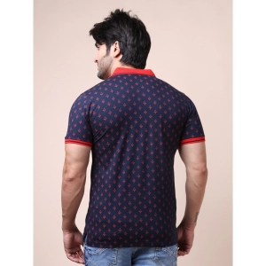 Generic Men's Casual Cotton Printed Polo Neck Half Sleeve T-Shirt (Navy)