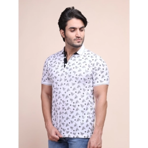 Generic Men's Casual Cotton Printed Polo Neck Half Sleeve T-Shirt (White)