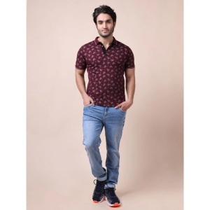 Generic Men's Casual Cotton Printed Polo Neck Half Sleeve T-Shirt (Plum)