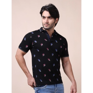 Generic Men's Casual Cotton Printed Polo Neck Half Sleeve T-Shirt (Black)
