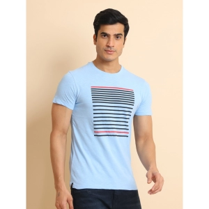 Generic Men's Casual Cotton Printed Round Neck Half Sleeve T-Shirt (Skyblue)