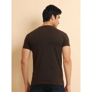 Generic Men's Casual Cotton Printed Round Neck Half Sleeve T-Shirt (Brown)
