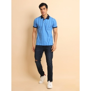 Generic Men's Casual Cotton Printed Polo Neck Half Sleeve T-Shirt (LightBlue)