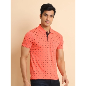 Generic Men's Casual Cotton Printed Polo Neck Half Sleeve T-Shirt (Orange)