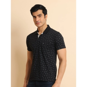 Generic Men's Casual Cotton Printed Polo Neck Half Sleeve T-Shirt (Black)