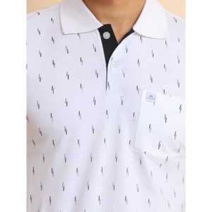 Generic Men's Casual Cotton Printed Polo Neck Half Sleeve T-Shirt (White)