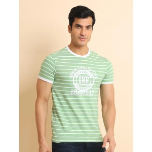 Generic Men's Casual Cotton Printed Round Neck Half Sleeve T-Shirt (LightGreen)