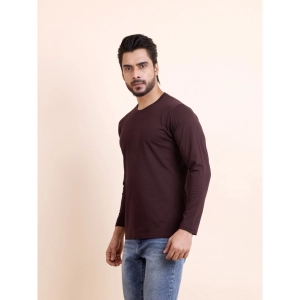Generic Men's Casual Cotton Solid Round Neck Full Sleeve T-Shirt (Wine)