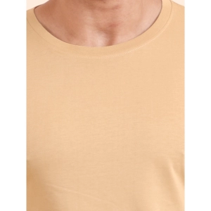 Generic Men's Casual Cotton Solid Round Neck Full Sleeve T-Shirt  (Beige)
