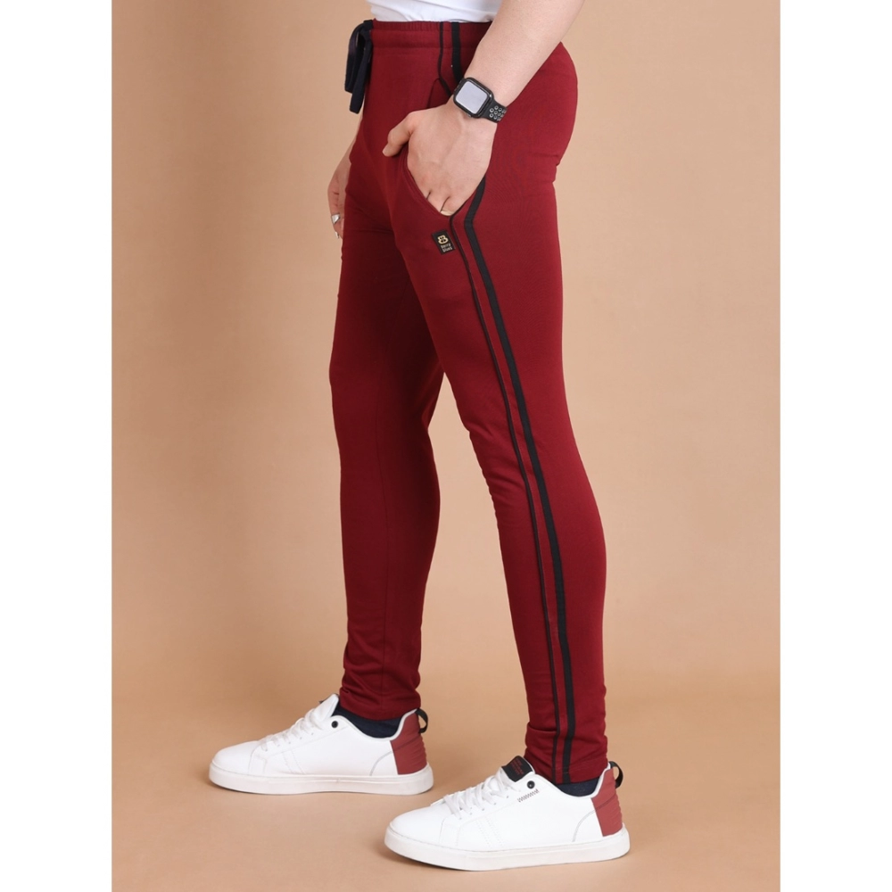 Men's Casual Cotton Striped Full Length Track Pant (Maroon) Men's Casual Cotton Striped Full Length Track Pant (Maroon)