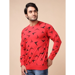 Generic Men's Casual Cotton Printed Round Neck Full Sleeve T-Shirt (Red)