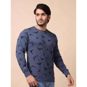 Generic Men's Casual Cotton Printed Round Neck Full Sleeve T-Shirt (Blue)
