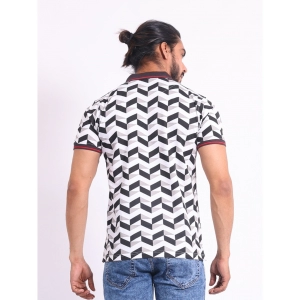 Generic Men's Casual Cotton Printed Polo Neck Half Sleeve T-Shirt (White)