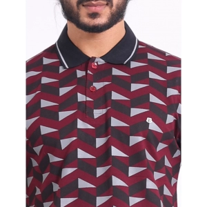 Generic Men's Casual Cotton Printed Polo Neck Half Sleeve T-Shirt (Magenta)