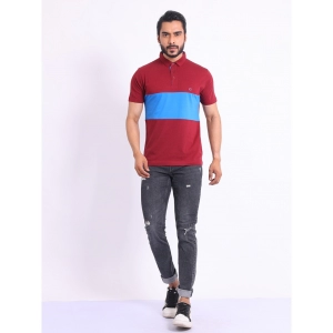 Generic Men's Casual Cotton Printed Polo Neck Half Sleeve T-Shirt (Maroon)