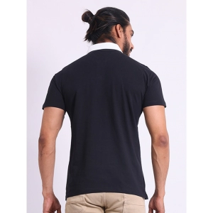 Generic Men's Casual Cotton Printed Polo Neck Half Sleeve T-Shirt (Black)