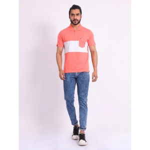 Generic Men's Casual Cotton Printed Polo Neck Half Sleeve T-Shirt (Pink)