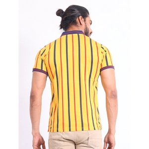 Generic Men's Casual Cotton Printed Polo Neck Half Sleeve T-Shirt (Mustard)