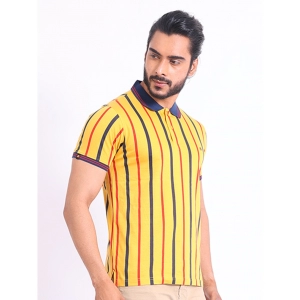Generic Men's Casual Cotton Printed Polo Neck Half Sleeve T-Shirt (Mustard)