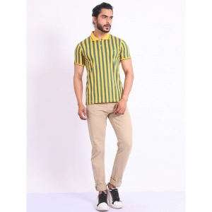 Generic Men's Casual Cotton Printed Polo Neck Half Sleeve T-Shirt (Mustard)