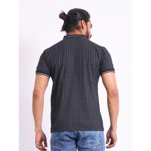 Generic Men's Casual Cotton Printed Polo Neck Half Sleeve T-Shirt (Black)