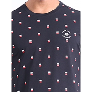 Generic Men's Casual Cotton Printed Round Neck Half Sleeve T-Shirt (Black)