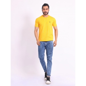 Generic Men's Casual Cotton Printed Round Neck Half Sleeve T-Shirt (Mustard)