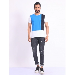 Generic Men's Casual Cotton Printed Round Neck Half Sleeve T-Shirt (Blue)