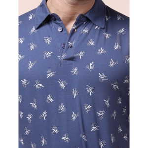 Generic Men's Casual Cotton Printed Polo Neck Half Sleeve T-Shirt (Blue)