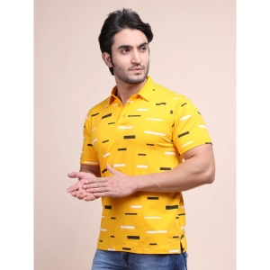 Generic Men's Casual Cotton Printed Polo Neck Half Sleeve T-Shirt (Turmeric)